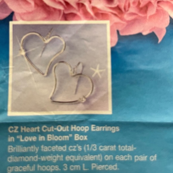 LOVE Heart Hoop Czech Rhinestone Diamond Drop Earrings Dangling Jewelry Silver - Picture 2 of 4